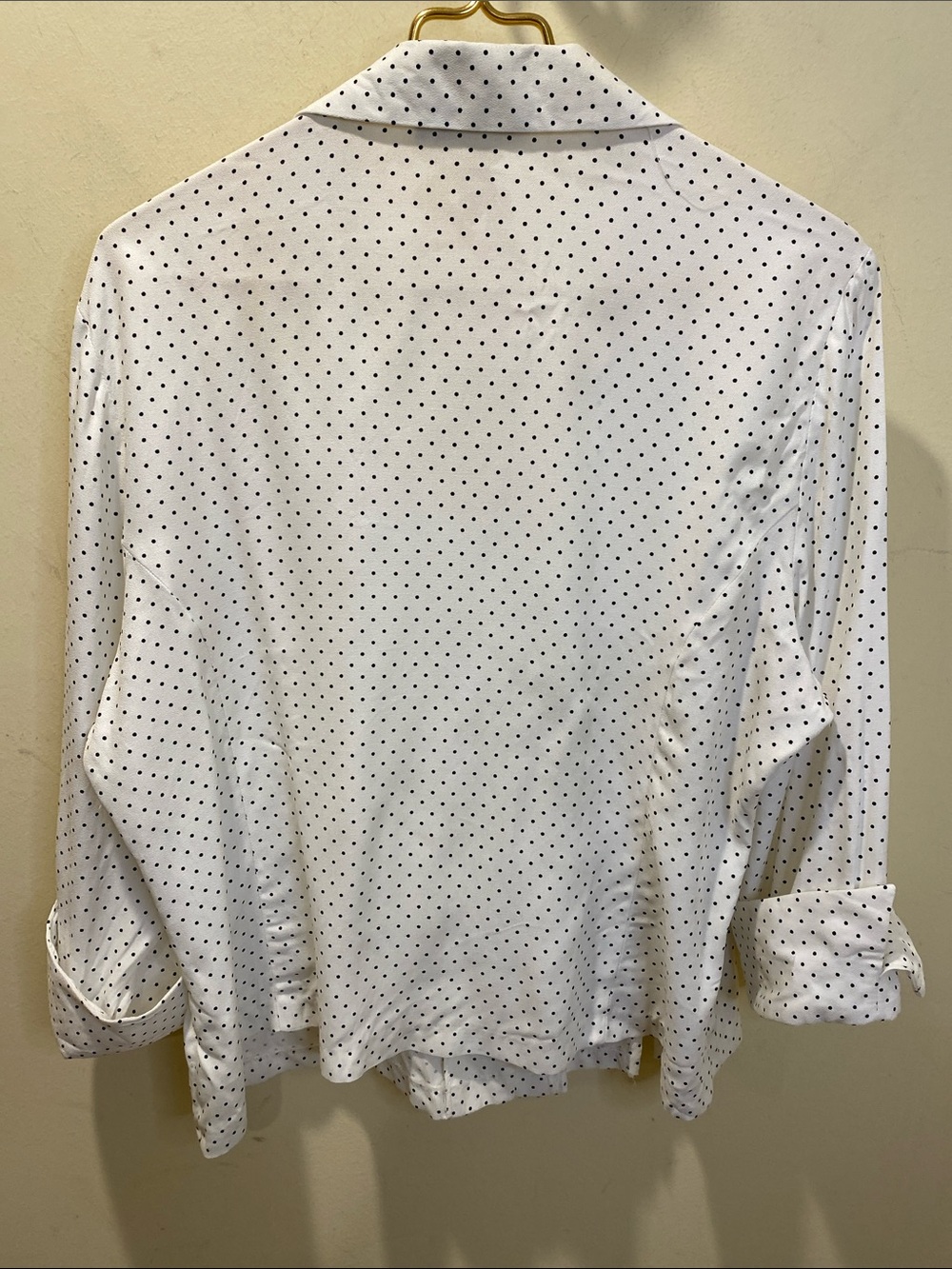 Dress Barn Vintage White Blouse with Black Polka Dots Neck Collar Size Xl NWT - Picture 7 of 9